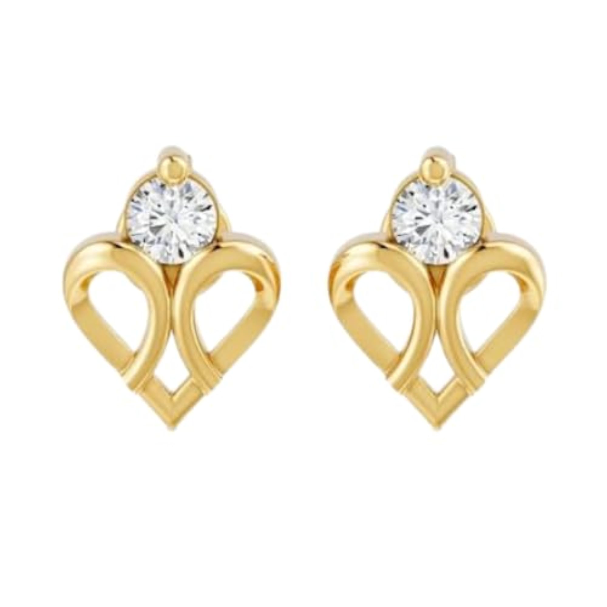 Women's 925 Sterling Silver Rhodium Plated Open Heart Cubic Zirconia Stud Earrings