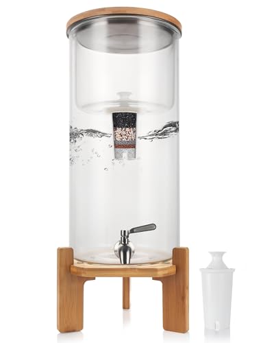 Glass Water Filter Pitcher 3.25 Gallon Water Filter Dispenser with Filter BPA-Free Reduces Chlorine and More Softens the Water Large Clearly Filtered Water Pitcher for Home Office and Kitchen