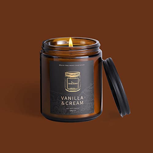 Timeyard Vanilla Cream Scented Candle, Sweet Vanilla Candles Housewarming Gifts For Women In Bedroom, Farmhouse Jar Candles Men Gift, Ice Cream Scented Soy Candles With Cotton Wick, 45H Burn Time, 7Oz #TOP6