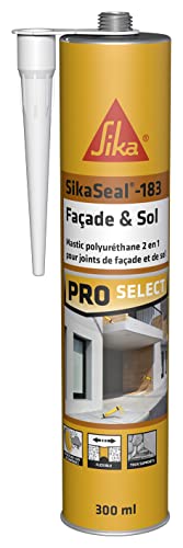 SIKA - SikaSeal-183 Façade & Sol, Ton pierre, Mastic Polyurethanne souple pour joints de façade et de sols extérieurs, Etanche à l'air et à l'eau, 300ml