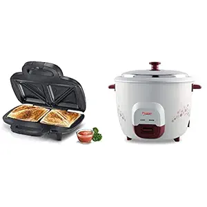Prestige Sandwich Maker PSMFD 01 + Prestige PRWO 1.5 Litre Red Colour Rice Cooker