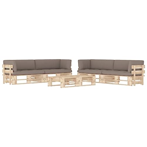 vidaXL Bois de Pin Imprégné Salon de Jardin Palette 6 pcs avec Coussins Ensemble de Meubles d'Extérieur Mobilier de Terrasse Mobilier de Patio