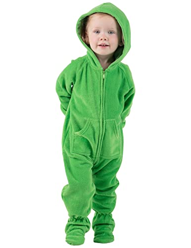 Footed Pajamas - Emerald Green Infant Hoodie Fleece One Piece - Infant - XLarge (Fits 12-18mos.)