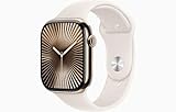 Apple Watch Series 10 [GPS + Cellular, 42mm] - Gold Titanium Case with Starlight Sport Band, S/M (Renewed)