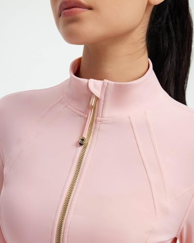 Image of SUUKSESS Women Golden Full Zip Up Workout Cropped Jackets Lightweight Athletic Yoga Tops