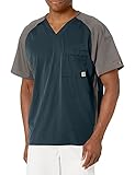 Carhartt Men's 2-Tone Raglan Scrub Top, Navy, LG