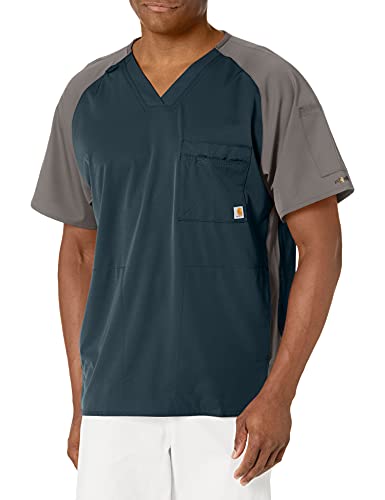 Carhartt Men's 2-Tone Raglan Scrub Top, Navy, LG