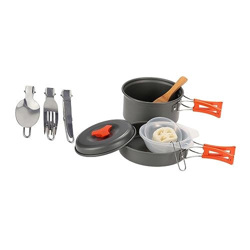 Holibanna 1Set Person Outdoor Picnic Cookware Portable Camping Cooking Tools for Hiking and BBQ Compact and Lightweight Cooking Kit with Essential Kitchen Gear for Camping