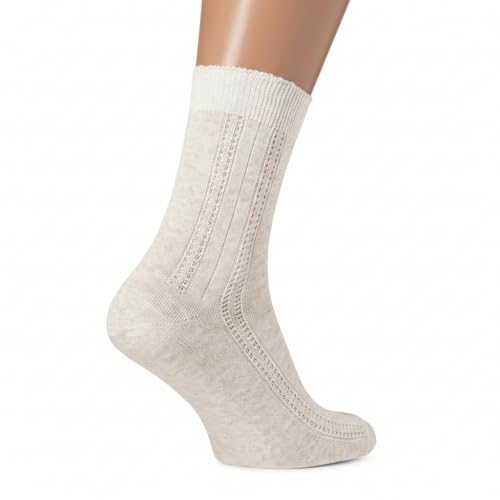 Image of Women's Crew Socks - Thin, Breathable Organic Linen, (5, X-Large) - Comfortable Everyday Socks