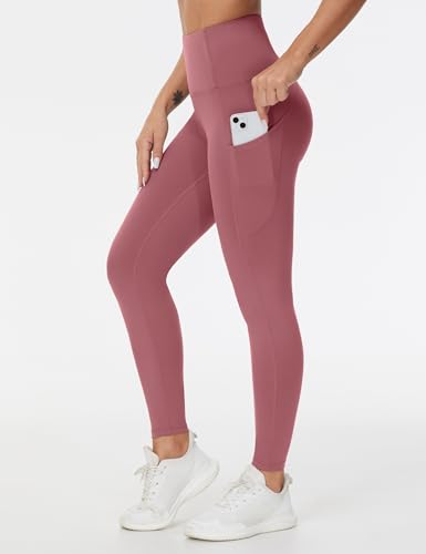 Image of THE GYM PEOPLE Thick High Waist Yoga Pants with Pockets, Tummy Control Workout Running Yoga Leggings for Women