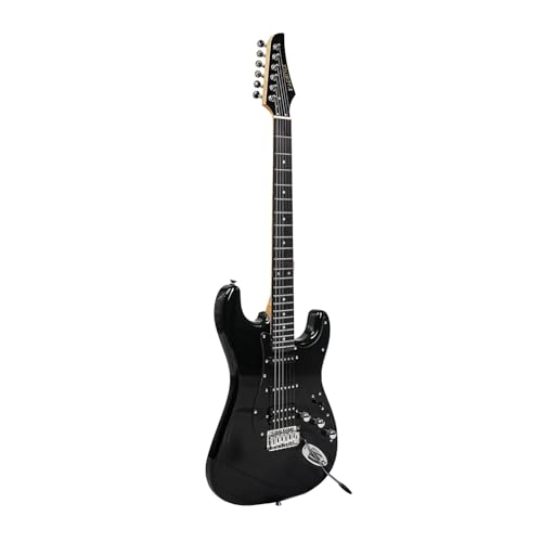 Image of Kadence EGBLK Astroman 39 inch Electric Guitar | SG Style | Solid Paulownia Wood | S S H Pickup Setup | Gig Bag + Cable | Black