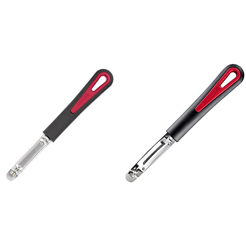 Westmark 6046RT60 Eplucheur de tomates et de kiwis Retro-Tomfix en PP/TPE/Aluminium, Noir/Argent, 18,5 x 2,2 x 1,8 cm & Éplucheur Econome de Pommes et de...