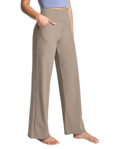 Image of BUBBLELIME Women High Waist Wide Legs Yoga Pants Loose Sweatpants Pockets | 29 inch /31 inch /33 inch /35 inch /37 inchInseam,2 Styles / Dress /Basic,Lounge,Comfy,Stretch Casual Work