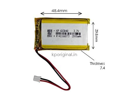 Image of KP Original Battery 3.7V 2000mAH 2PIN Connector Lipo Rechargeable Battery Model KP-603048 | Lithium Polymer Battery for Bluetooth Speaker