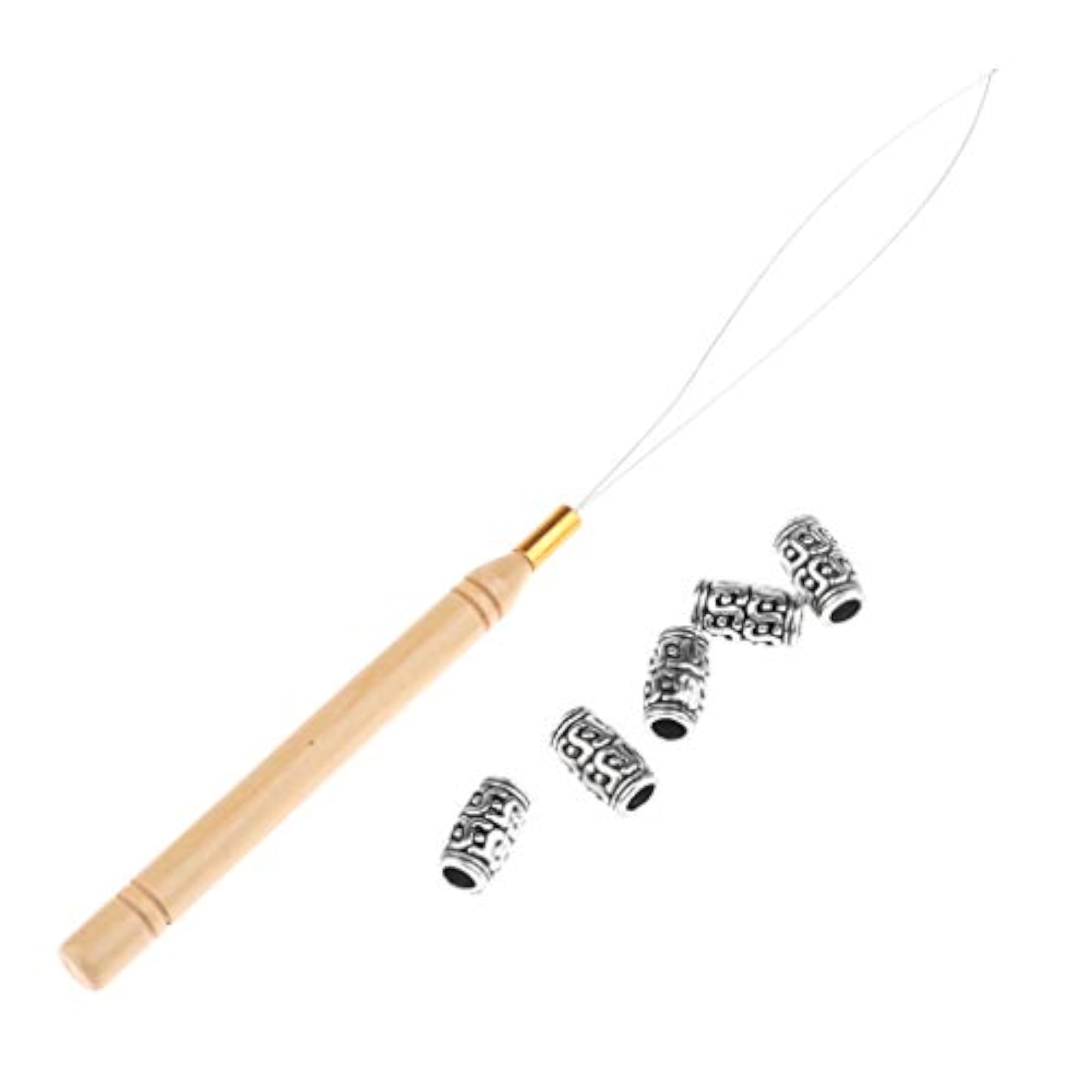 5Pcs Hair Braid Bead Extensions Decoration with Hook Tool