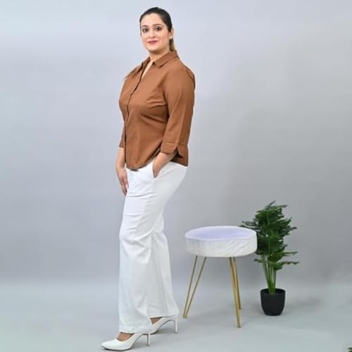 Image of Fashion Plus PlointTrandy Textured Trousers for Women | Women Loose Fit Trousers | Women's High-Waisted Pant | Women Trousers Pants | Korean