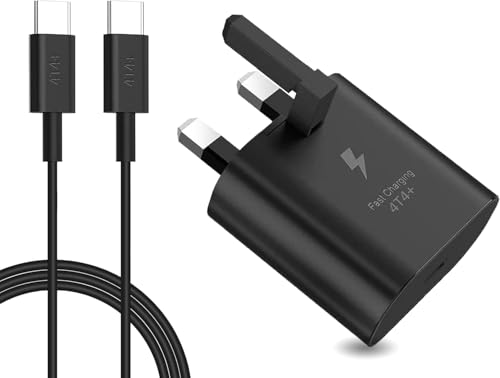 25W PD 3.0 USB C Super Fast Charger Adapter plug with USB-C to C Super Fast Charging Cable for Samsung Galaxy S25/S23 Ultra/S23+/S22/S22 Ultra/S22+/S21/S20/Note20 iPhone 17/17 Plus/15 Pro/15 Pro Max