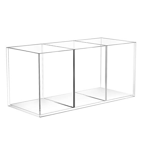 Dingelex Acrylic Pen Holder Pencil Cup Organizer 3 Compartment,Clear Makeup Brush Holder Desktop Stationary Organizer for Office Home School Accessories
