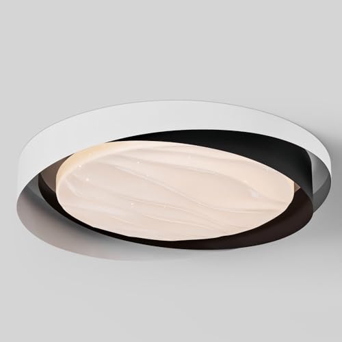 Plafonnier LED moderne minimaliste à 2 niveaux noir et blanc avec télécommande