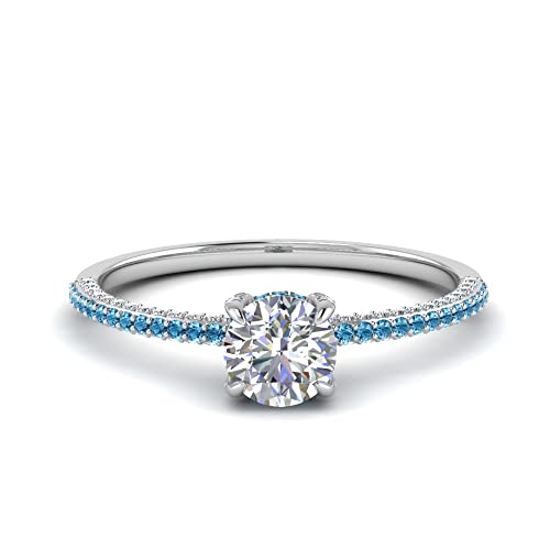 Image of Choose Your Gemstone Delicate Hidden Halo Diamond CZ Ring 925 Sterling Silver Round Shape Petite Engagement Rings Minimal Modern Design Birthday Gift Wedding Gift US Size 4 to 12