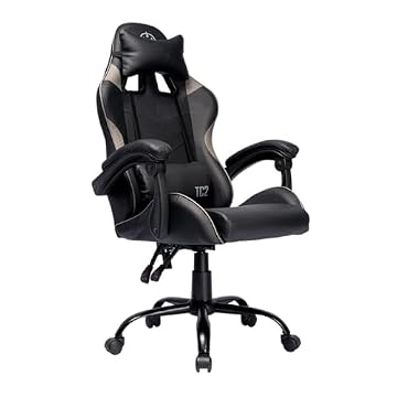 Cadeira Gamer TGT Heron TC2 | Espuma Moldada | Almofadas para Lombar e Pescoço | Suporta até 120kg | Ajuste de Inclinação | Braço Fixo | Preto | TGT-HRTC-BL03