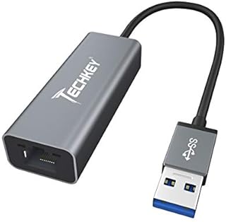 USB to Ethernet Adapter, Techkey 10/100/1000Mbps RJ45 to USB Gigabit Ethernet Adapter for Windows 10/8/7/XP/Mac OS Compatible with Nintendo Switch/Windows Surface Pro/MacBook Air/Chromebook etc.