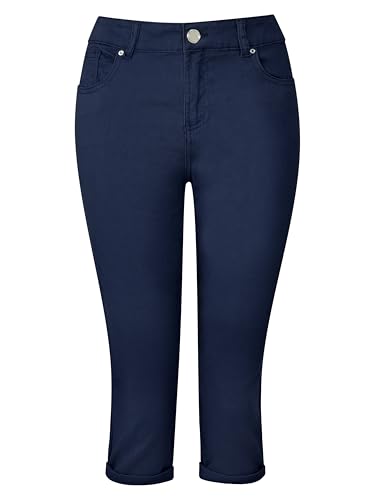 Joe Browns Women's Essentials Stretch Cotton Cropped Skinny Fit Capri Pants, Blue, 14