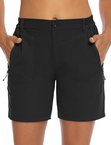 Image of TBMPOY Women's 6 inch Hiking Cargo Shorts Quick Dry with Pockets Work Golf Short Lightweight Outdoor Active Summer for Women