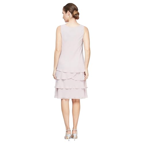 Image of S.L. Fashions Women's Mother of The Bride Tiered Jacket Dress with Shoulder Embellishment