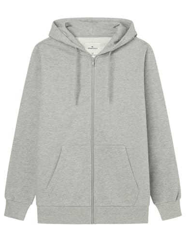 Springfield Zip UP Basic LS Hooded Sweatshirt Sudadera con Cremallera, Gris, L para Hombre