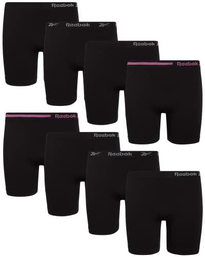 Reebok Girls' Boyshorts Underwear - 8 Pack Soft Seamless Long Leg Boy Shorts - Playground Shorts for Girls (6-16)