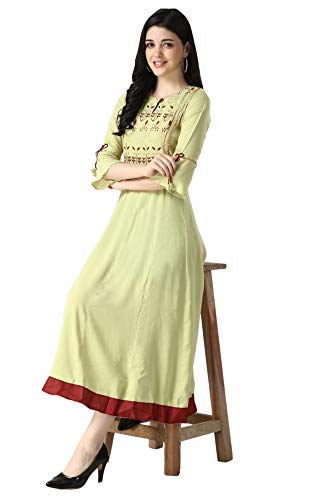 Image of OM SAI LATEST CREATION Women's Ruby Rayon Foil Printed Long Anarkali Kurti