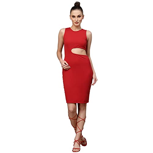 Image of OOMPH! Women's Polyester Blend Bodycon Knee-Length Dress Pack of 1