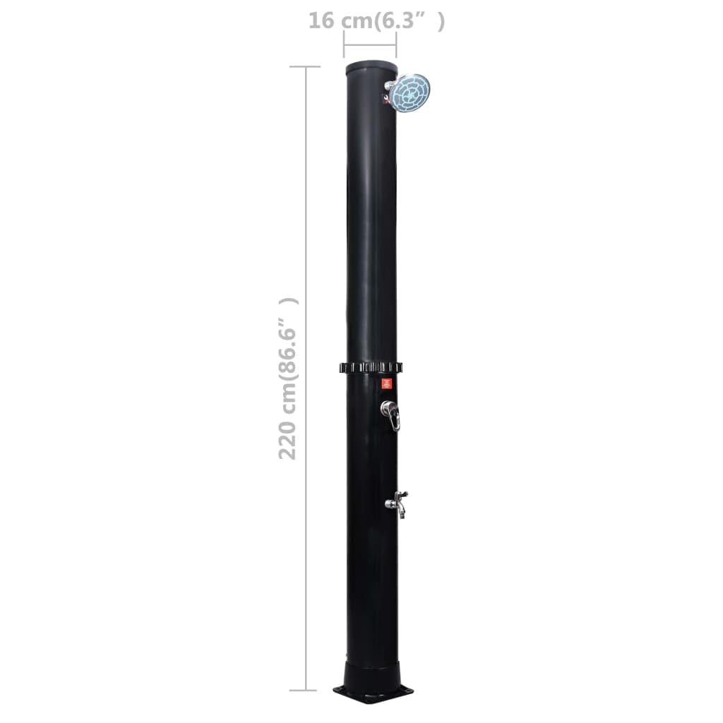 Douche Solaire d'extérieur 40 L avec Pomme de Douche 15 cm et Robinet, résistante aux UV en PVC Aluminium Laiton, Accessoire Piscine Spa pour Nettoyage Entretien Jardin