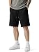 JMIERR Kurze Hosen Herren Baggy Baumwolle Washed Shorts Herren Casual Sommer Vintage Sweatshorts mit Kordelzug Stretch Freizeitshorts mit Taschen,Schwarz 3XL