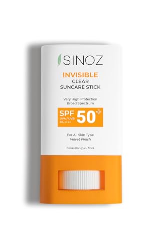 Sinoz Invisible Clear Suncare Stick SPF 50+ | Transparent Sun Cream Stick for Face & Body | Moisturizing & Soothing with Aloe Vera & Ceramides | Non-Greasy | 0.5 Fl Oz