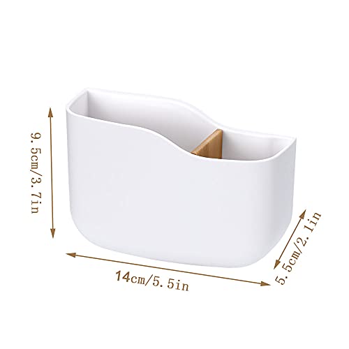 Sunficon Adhesive Remote Control Holder Wall Mount Media Player Controller Holder Universal Tv Remote Organizer Caddy Box Tray Hollow Bottom Slot Easy Phone Charging Home Office Desk Nightstand White #TOP1