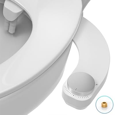 Bidet Attachment for Toilet - WITHLENT Left Hand Bidet Ultra-Slimt Non-Electric Dual Nozzle (Frontal & Rear Wash) Adjustable Water Pressure, Water Bidet Toilet Seat Attachment,Easy to Install (Silver)
