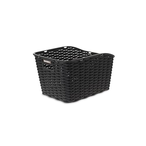 Basil Weave WP Fahrradkorb – Hinterrad – Kunststoffgeflecht – wetterfest – Feste Montage – inkl. Befestigung – Schwarz