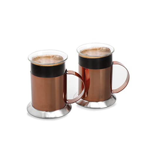 La Cafetière Glass 200ml Polished Copper Finish Glass Cups, Set of 2