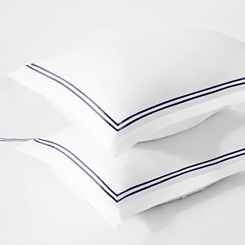 Sleep Zone Luxury Hotel Bedding Comforter Set 3-Piece Machine Washable, Lightweight Down Alternative Comforter With Embroidered Stripes, King (106" X 95"), Navy Strips #TOP7