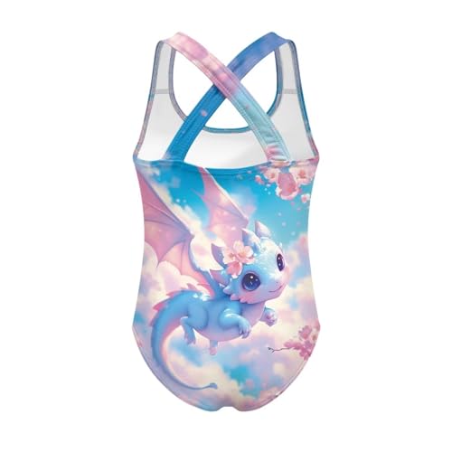 Image of Xpyiqun Swimsuit for Girls One Piece Bathing Suits Size 5-14 Sleeveless Swimwear Cross Shoulder Strap Swimming Wear