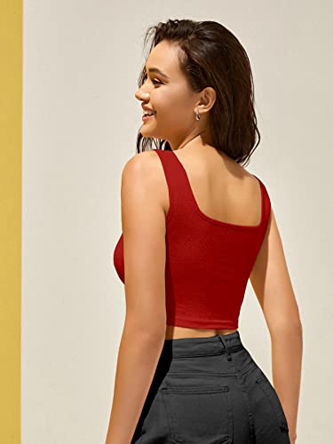 Image of BERRY BIRD Women's Knitted Sleeveless Solid Square Neck Tank Tops