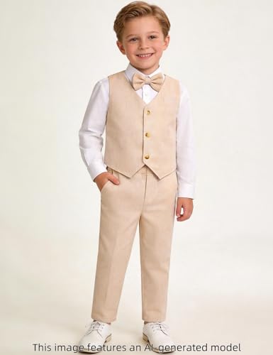 Image of A&J DESIGN 4pcs Baby & Toddler Suit, 12 Months - 5T, Shirt & Pants & Vest & Bow Tie