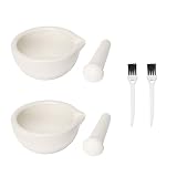 2pcs 2.36inch Ceramics Spice Mill Grinder Set Bowls with Brushes, Handheld Seasoning Mills Grinder,