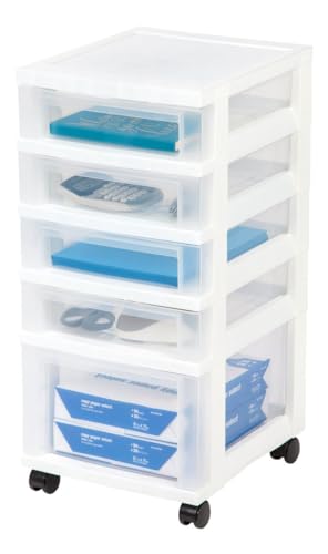 IRIS OHYAMA USA MC-341-NS Storage Cart, 5 Drawer/WHT CLR, White