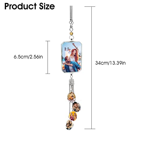 Personalized Photo Crystal Pendant for Car Home Hanging Ornaments Custom Picture Crystal Car Rearview Mirror Hanging Accessories Decor - Heart