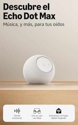 Amazon Echo Dot Max (última generación): altavoz Alexa con sonido envolvente y controlador de Hogar digital integrado, Blanco