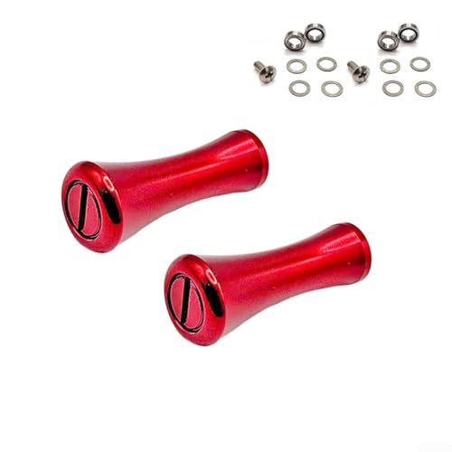LUCKCDUO Lot de 2 boutons de poignée de moulinet de pêche, en alliage d'aluminium, design antidérapant pour moulinets d'appât, mise à niveau pour pêcheurs à la ligne (2 rouge)