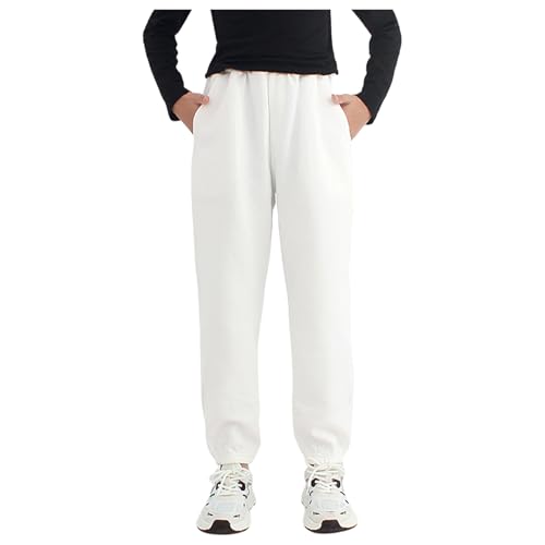 JEYPINMI Plain Sweatpants for Boys Girls Athletic Cargo Pants Casual Jogging Trousers Classic Capris